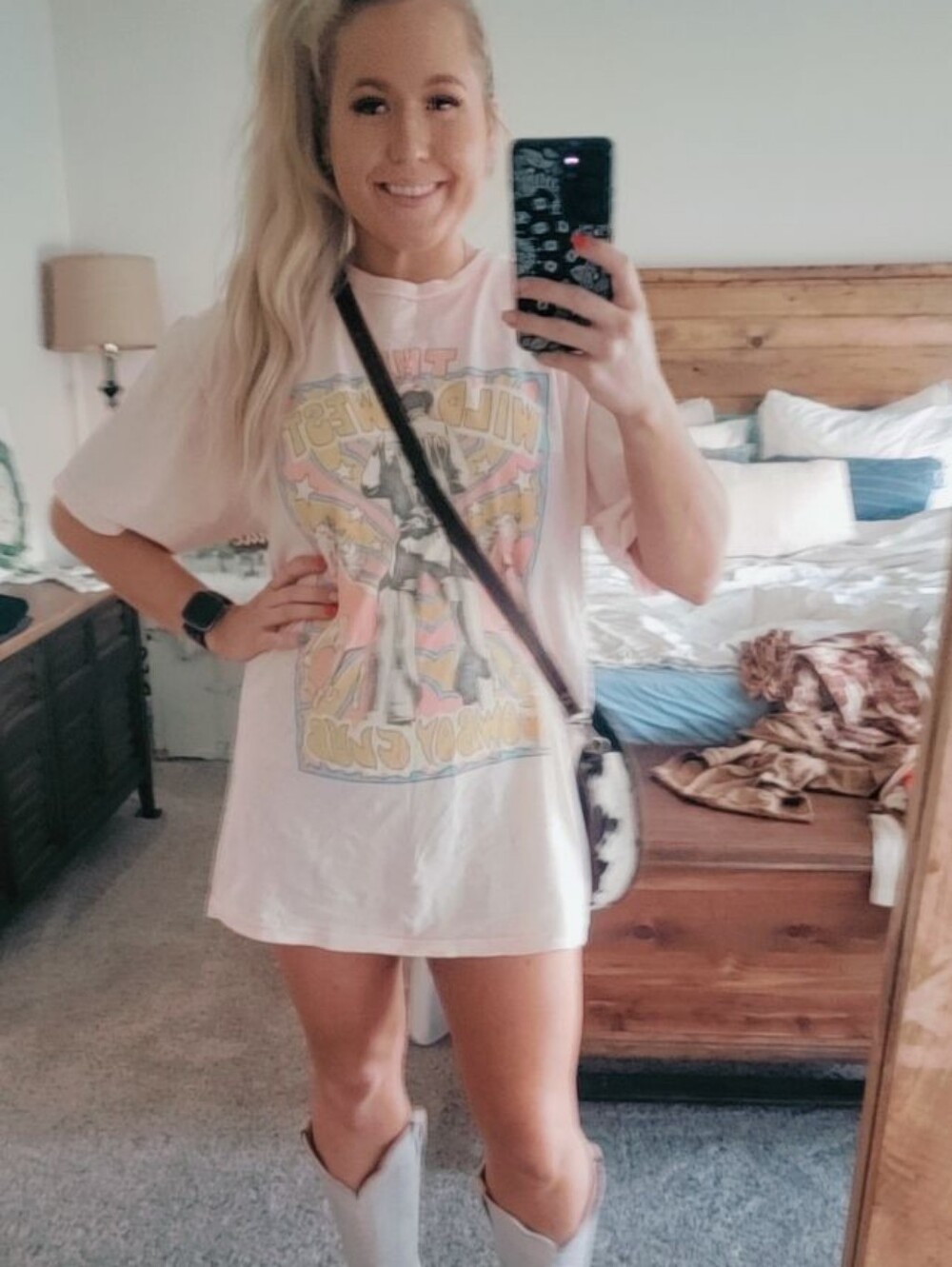 Unbranded Light Pink Graphic Tee Mini Dress